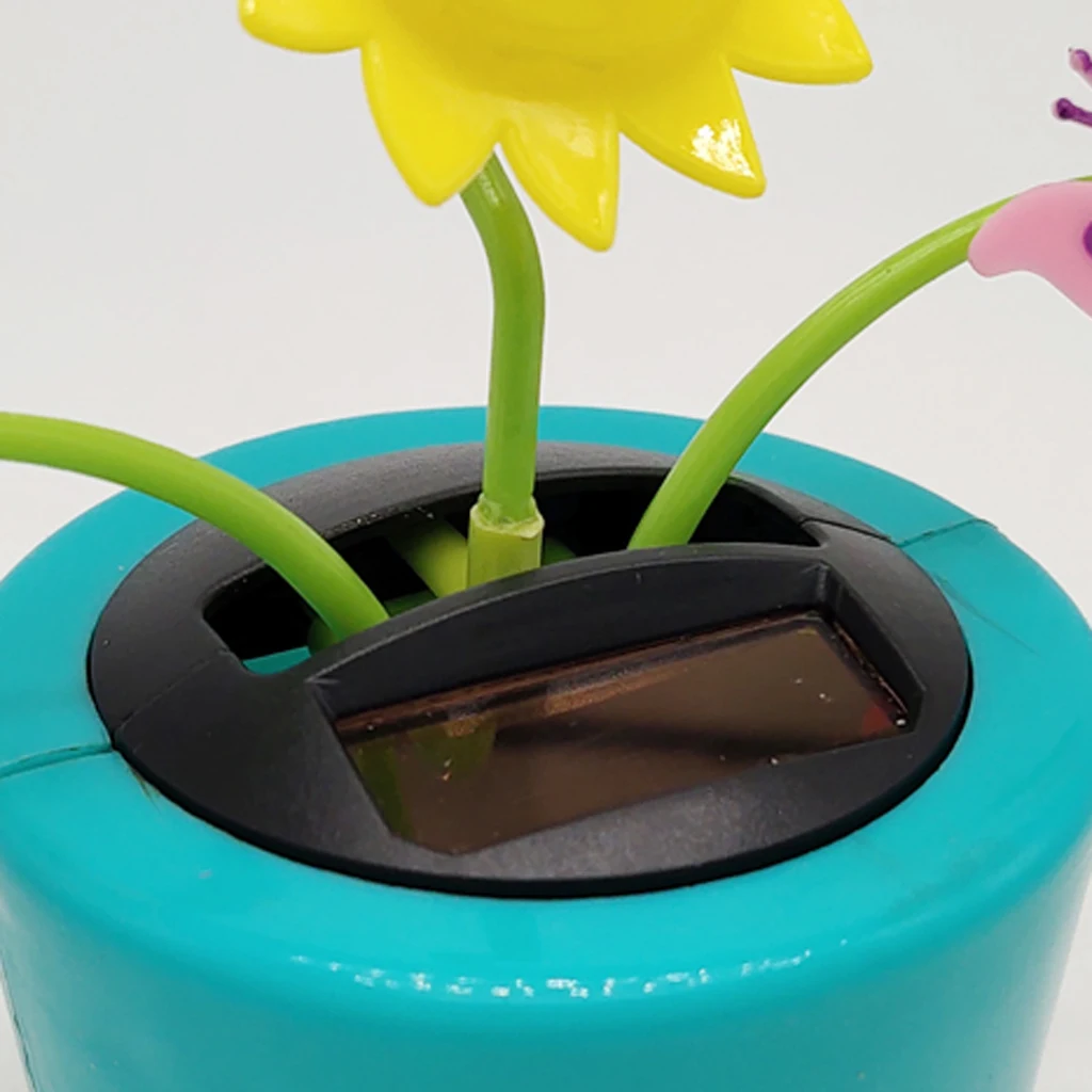 Cute Insects Flower Solar Powered Swing Dolls, Sunflower and Butterfly Shaking Plant Home Decor Kids Gift