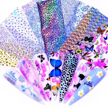 

Flower butterfly Nail Art Holographic Foil Decoration Wrap Transfer Nail Art Foils Transfer Holographic Foil sticker