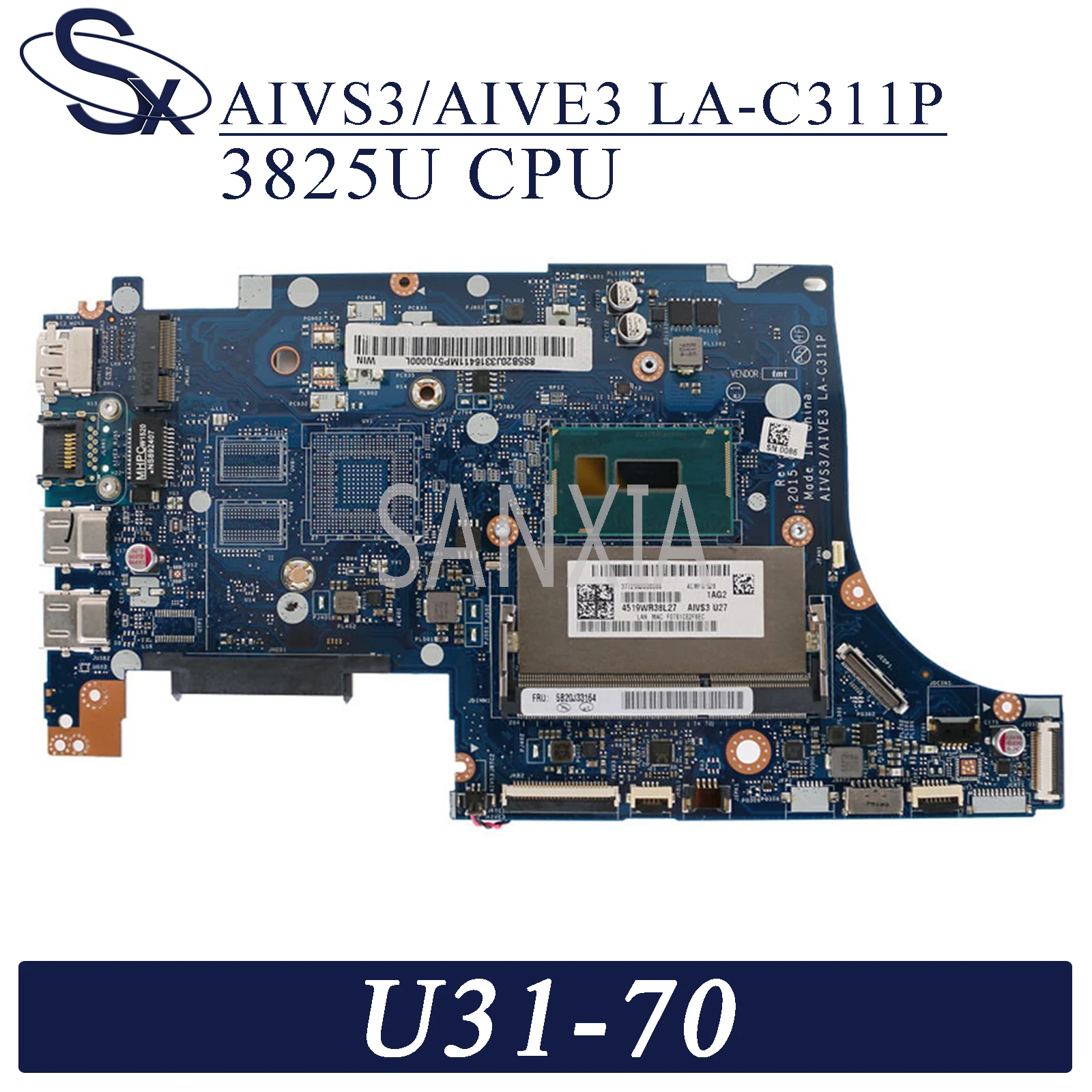 Материнская плата KEFU LA-C311P для ноутбука Lenovo IdeaPad U31-70 оригинальная материнская