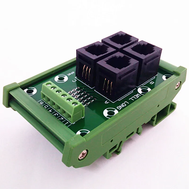RJ11/RJ12 6P6C Джек 4-полосная DIN рейка крепление Интерфейс модуль, клеммный блок, разъем
