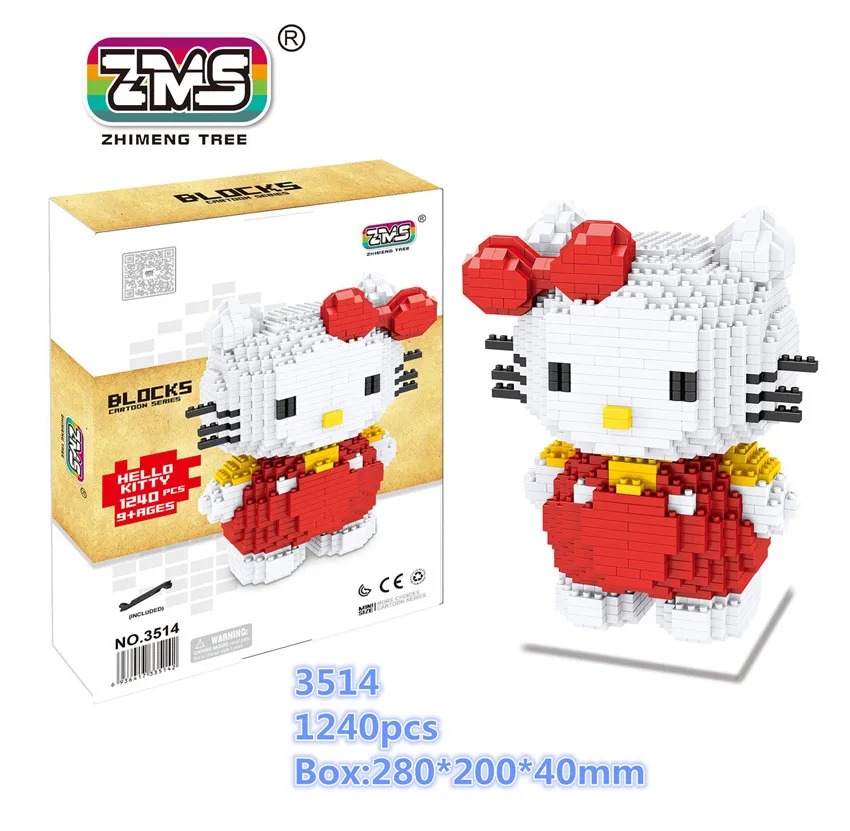 Мини блоки Тоторо большой размер милый Winne stitch Sence Модель Кирпичи Привет сборки brinquedos детские подарки Doraemon игрушки для детей