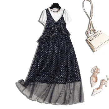 

Prairie Chic Matching Sets 2 Piece Set Women T-shirts+ Ruffles print Dress To Mid-Calf Women Sets Clothes womens 2 piece sets