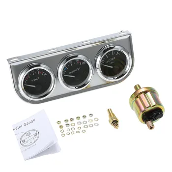 

52mm Triple Gauge 3 In 1 Car Auto VoltMeter Water Temp Gauge Oil Pressure