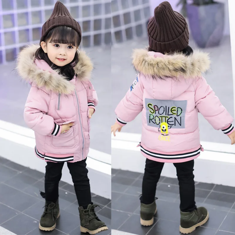 

Female Baby Winter Cotton Overcoat 2018 New Style Girls Mid-length Cotton-padded Jacket Infant CHILDREN'S Wear down Cotton Coat