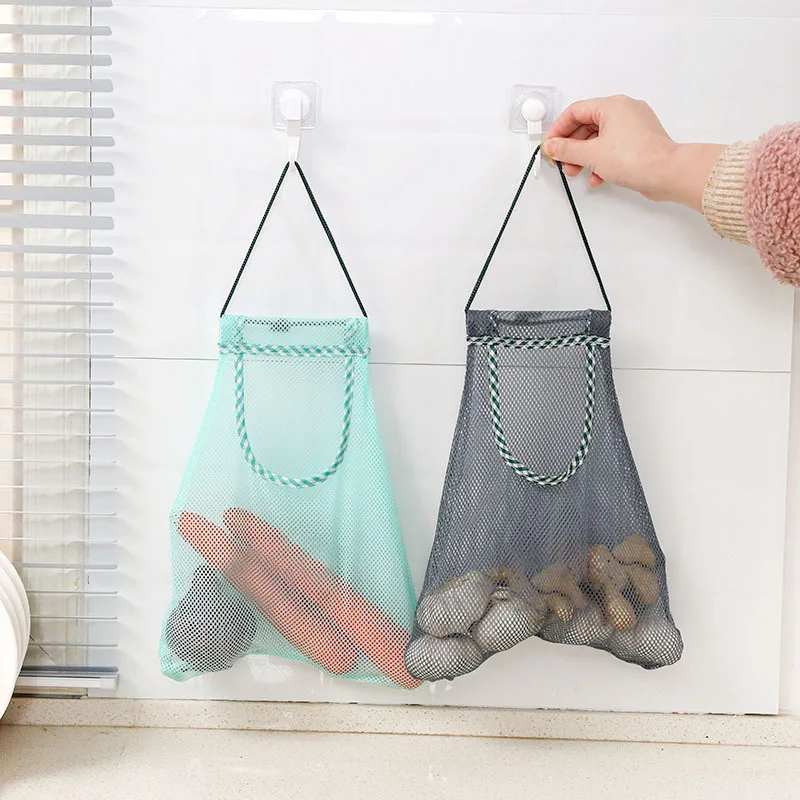 

1pcs Multi-purpose Kitchen Fruit Vegetable Storage Mesh Bag Hanger Ginger Garlic Onion Sorting Bag Breathable Storage Organizer