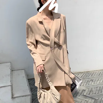 

SL0022 [Sammy] Autumn Bo Main Sense of Design Ribbon Profile Suit Slimming Lace-up Suit Coat Female