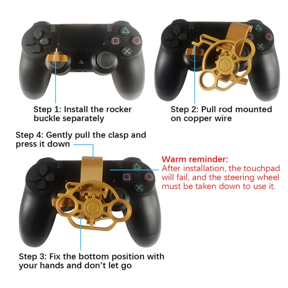 Для PS4 игровой гоночный руль 3D Печатный Мини-Автомобильный руль для вождения игровой ручки добавить для контроллера playstation 4 PS4 - Цвет: Золото