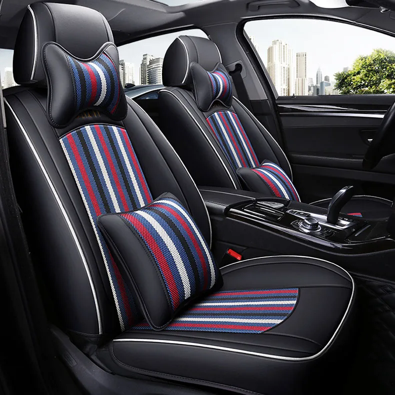 Пользовательские чехлы для автомобильных сидений кожаные для Buick Encore GL6 8 excelle gx Verano Excelle Парк Авеню Лакросс авточехлы наклейки - Название цвета: BLACK BLUE LUX