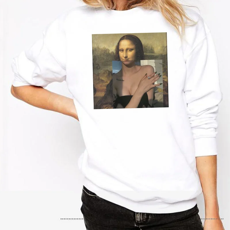 

Mona Lisa Funny Personality Fashion Fashion Print Hoodies Harajuku Sweatshirt 2019 New Casual Loose Clothe Women Clothing Hoodie