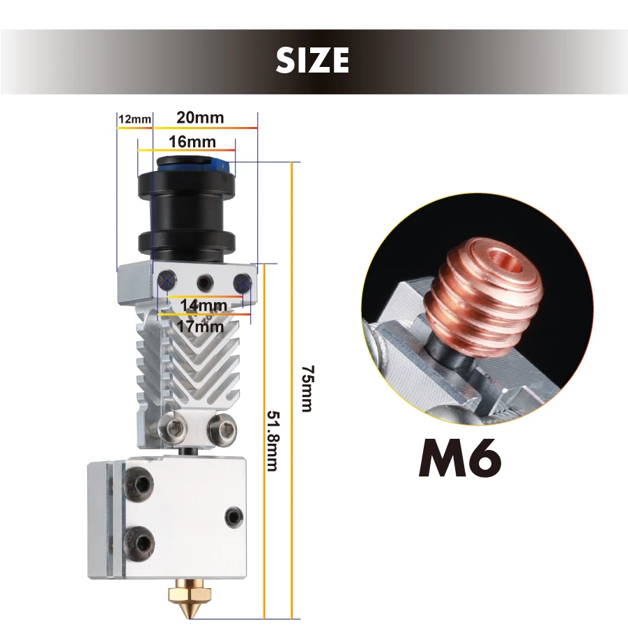 Mellow impressora 3d nf zona-vulcão aquecedor bloco
