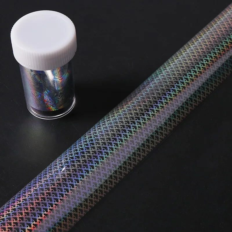 

Fish Scale Laser Nail Art Transfer Sticker Holographic Lace Starry Nail Foil 4*100cm Manicure For Manicure Nail Art Decoration