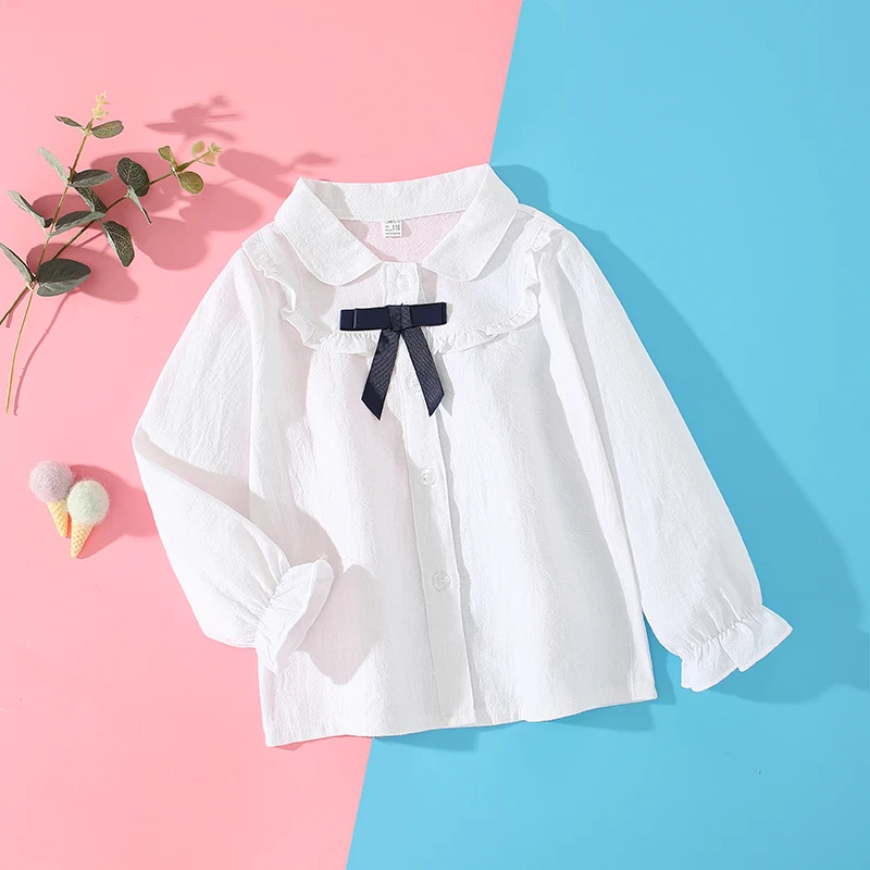 Shirts For Girls Cotton Casual Children Clothing White Girls Blouses Long Sleeve Shirts Autumn Spring Kids Clothes
