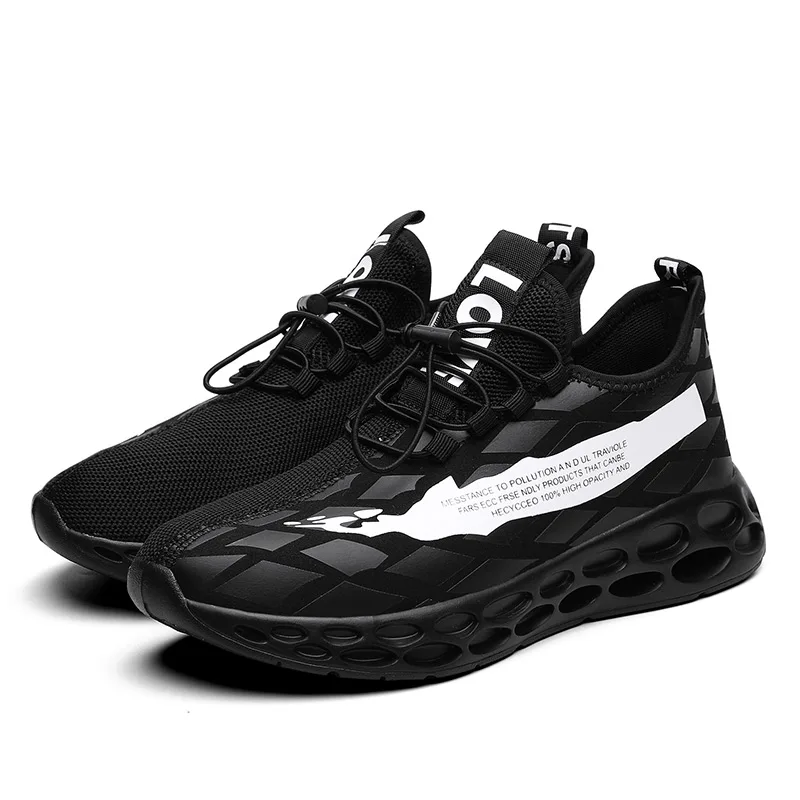 

Men Running Shoes Knitted Breathable Comfortable Sports Shoes Adult Teenager Tennis Casual Sneakers Summer Male Shoes Black
