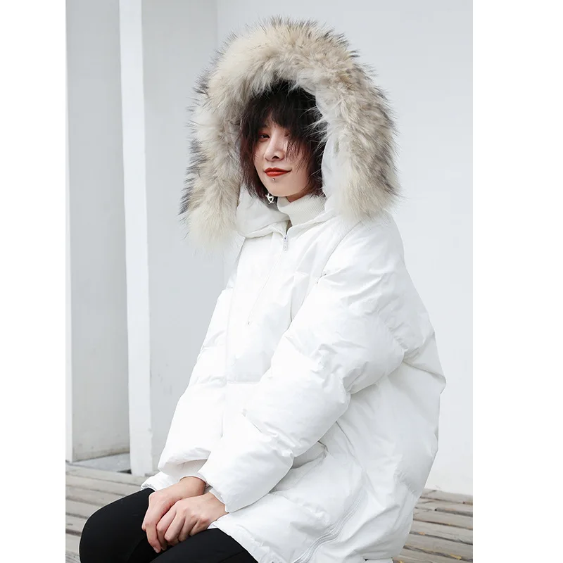 

[Seckilling 366 Yuan Rebate Does Not Change] Loose-Fit Medium-length Hooded Genuine Fur Collar Cotton Coat 3010