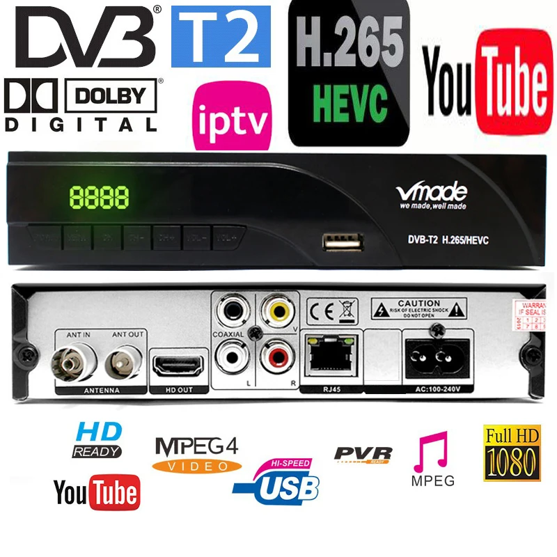 Новейший цифровой ресивер DVB T2 с поддержкой FTA H.265/ HEVC T H264 Dvb для Германии