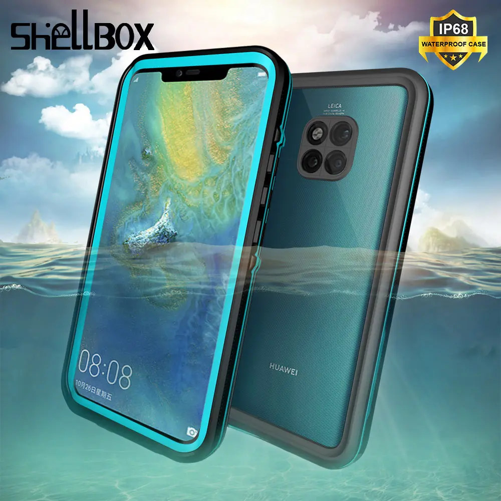 

SHELLBOX IP68 Waterproof Case for Huawei Mate 20 Pro Case Funda Water Proof Cover 360 Protection Clear for P30 Mate20 Pro Case