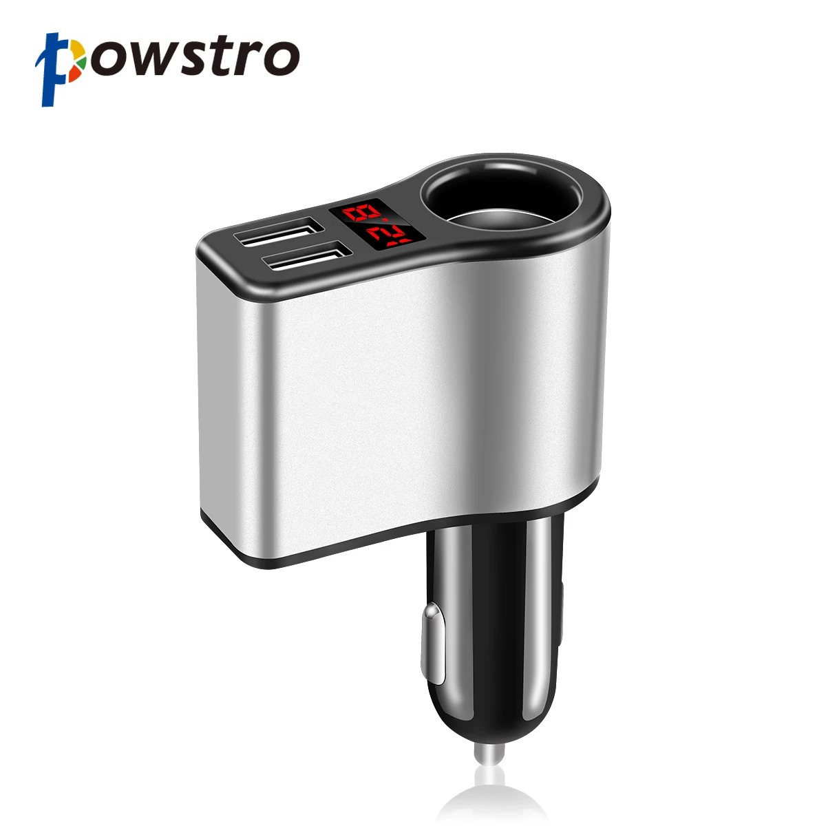 

Powstro 5V 3.1A Dual USB Car Charger with LED Digital Display Voltmeter Voltage Cigarette Lighter Power Socket for all the car