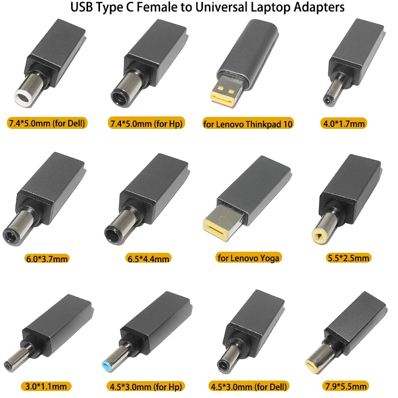 Universal Dc Power Supply Adapter Connector USB C to 7.4x5.0 4.5x3.0 5.5x2.5mm Plug Jack Converter for Hp Asus Lenovo Laptop | Компьютеры
