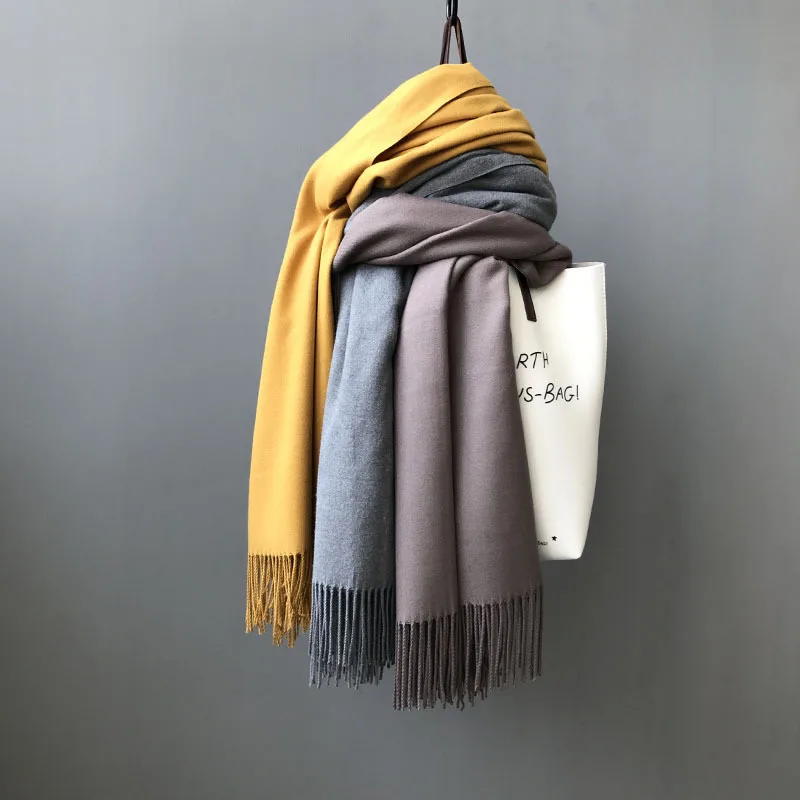 

2019 Autumn Winter Cashmere Scarf Women Fashion Holiday Keep Warm Shawl Dual Use Thickening British Style Women Designer Scarf