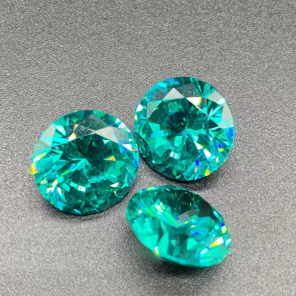 Brazil Para&iacute;ba Natural Tourmaline Round Blue and Green Bare Stone Round Colored Treasure Ethnic Jewelry Ring Face