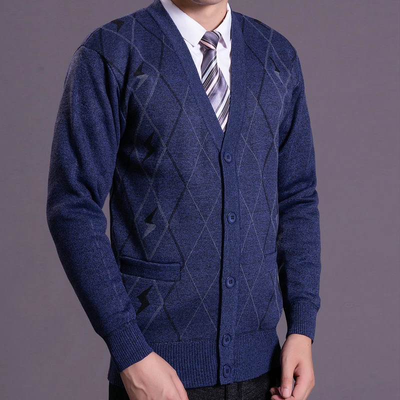 Autumn Early Winter Men Business Smart Casual Cardigan Sweaters Male Warm Thick V-neck Knitted Top Man Single Breasted Knitwear
