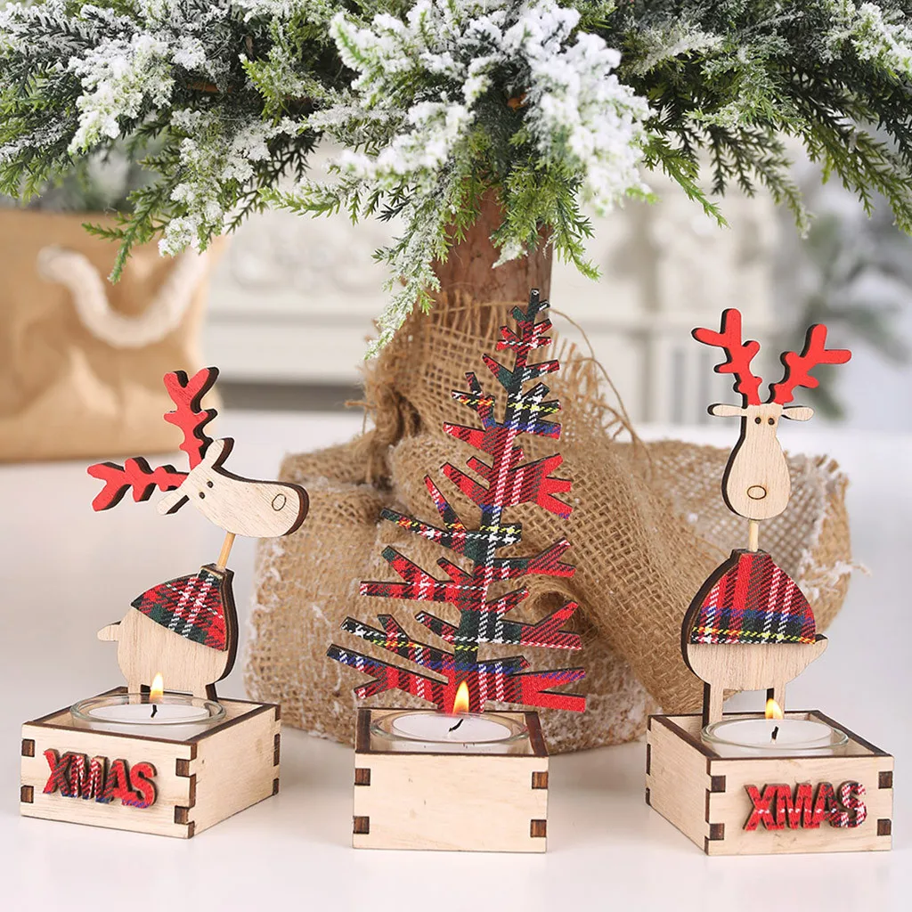 Рождественский подсвечник из дерева, сделай сам, лось, Санта, чай, светильник, подсвечник, рождественская свеча, настольная, Подарочная подставка, свечи, украшение для дома