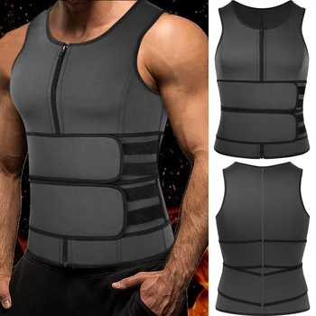 

Neoprene Sweat Vest for Men Waist Trainer Vest Adjustable Workout Body Shaper with Double Zipper for Sauna Suit for Men