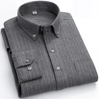 

Mens Shirt 100% Cotton Plus Size 4XL 5XL Retro Vintage Casual Fashion Stripes Grey Asian Size SCS110