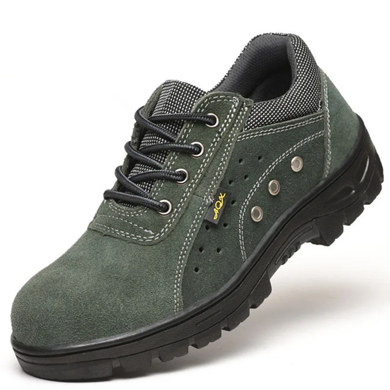 Новая модная дышащая повседневная мужская обувь, анти-прокол, прокол, защитная обувь, защита от масла и щелочи, Рабочая обувь для мужчин - Цвет: Olive green