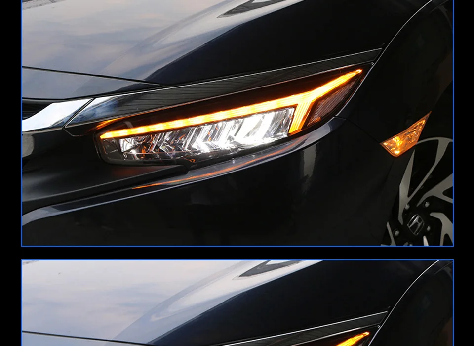 Головной фонарь для автомобиля HONDA Civic X- фары Противотуманные фары Дневные ходовые огни DRL H7 светодиодный Биксеноновая лампа автомобильные аксессуары