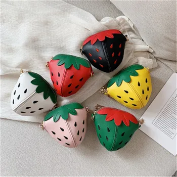

Children Girl Kids PU Coin Purse Bag Hobos Mini Small Cute Cartoon Fruits Strawberry Princess Solid Korean Accessories-MDD-W19