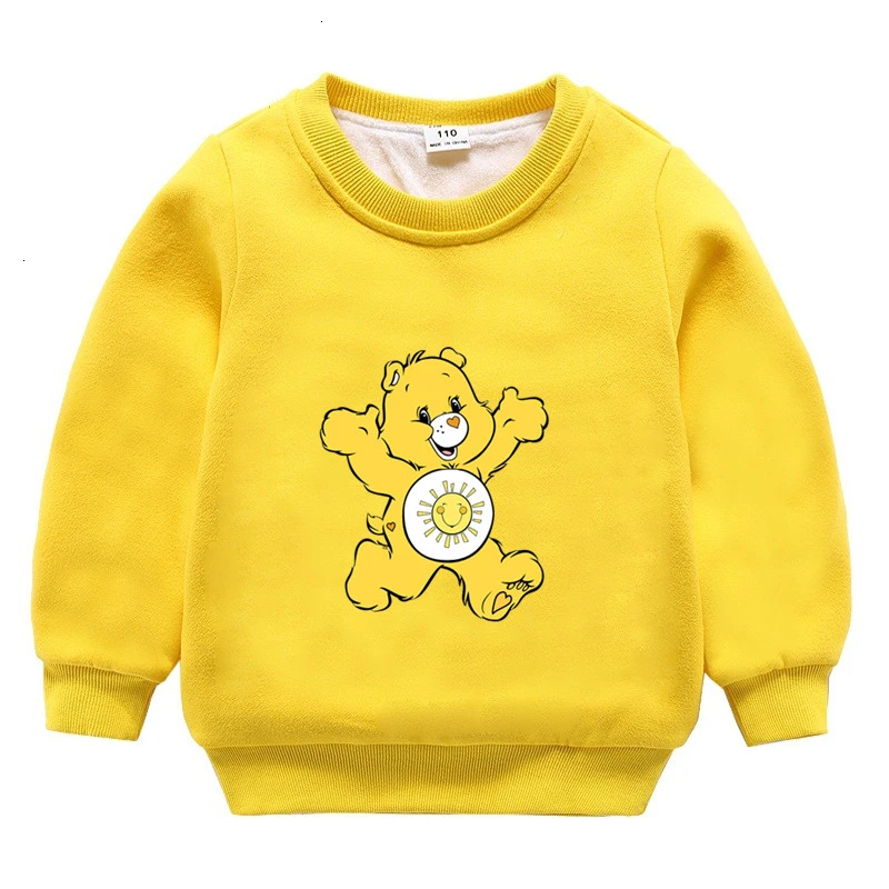 Care Bears зимний вельветовый Свитшот От 3 до 9 лет для мальчиков и девочек, забавные скрещивающиеся цвет, Детские с О-образным вырезом для шеи, детские топы с рисунками из мультфильмов для малышей