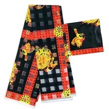 Африканский Воск цифровая печать шелковой органзы Ткань Анкара воск стиль шелковой атласной ткани для платья 6 ярдов за лот