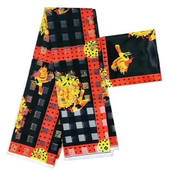 

african wax digital print silk organza fabric ankara wax style silk satin fabric for dress 6 yards per lot