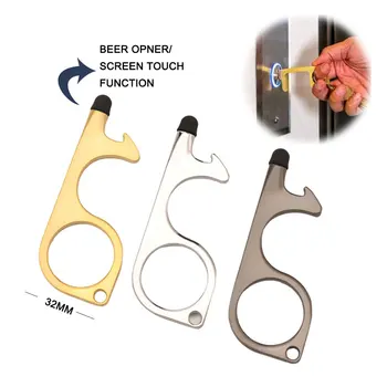 

2020 New No-Touch-Key Brass Door Opener Avoid-Touch Alloy Press Elevator Tool Hygiene Hand Antimicrobial EDC Door Handle Key