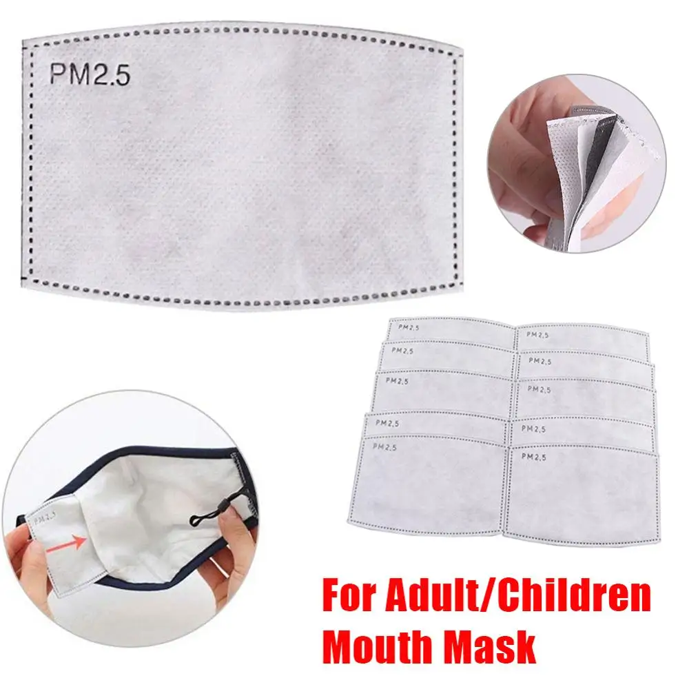 

4/10Pcs Adult And Kid 5 Layers PM2.5 Activated Carbon Filter Insert Protective Filter Media Insert for mouth Mask anti dust mask