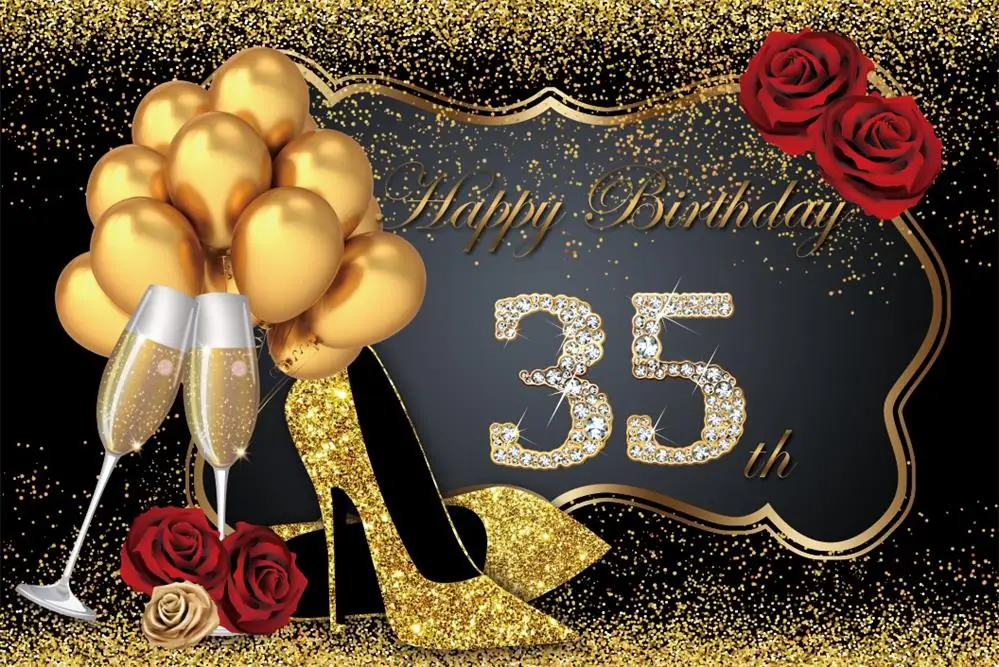 Фотофоны сказочные женщины золотистый воздушный шар счастливый 50th 30 40 60 день рождения алмазные Фото фоны фотосессия Фотостудия - Цвет: 35th