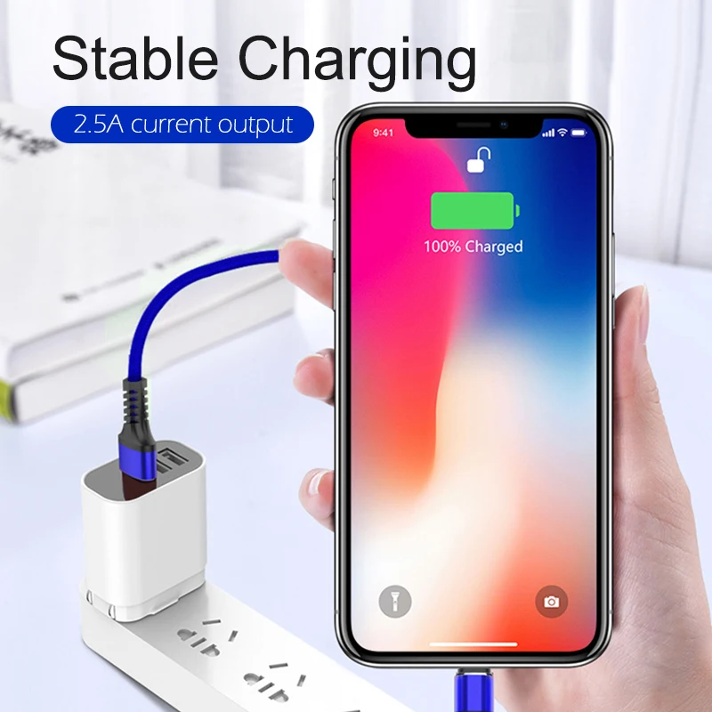 3 в 1 USB кабели для мобильных телефонов для смартфонов 2.5A Быстрая зарядка нейлон проводной с микро-usb кабель для type C iOS зарядное устройство для Android шнур