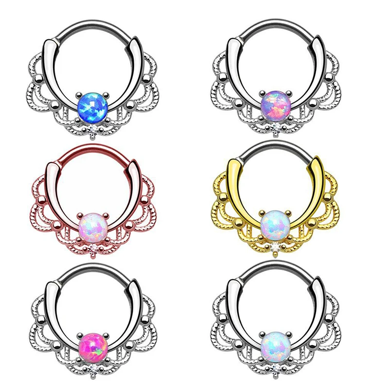 1PC Real Pierced Nose Ear Rings Gem Cartilage Tragus Conch Piercing Jewelry Septum Helix Clicker | Украшения и аксессуары