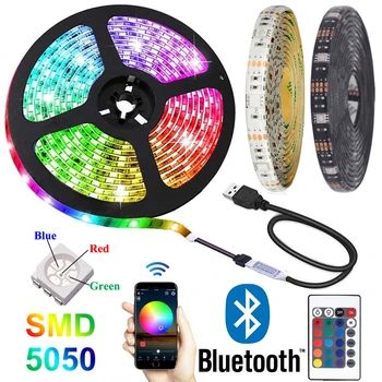 Tira de luces LED RGB con Bluetooth 5050, cinta de neón Flexible con USB de 5V CC, Kit para Raya, luz de fondo ambiental para habitación, TV, PC, decoración DIY