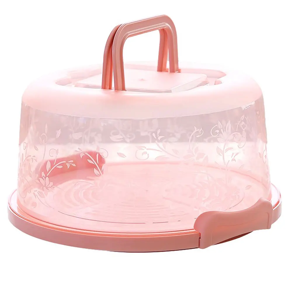 Cake Storage Box Plastic Handheld Kitchen Tool Birthday No Deformation Round Portable Sealing Bar Cupcake Container Wedding - Цвет: Pink