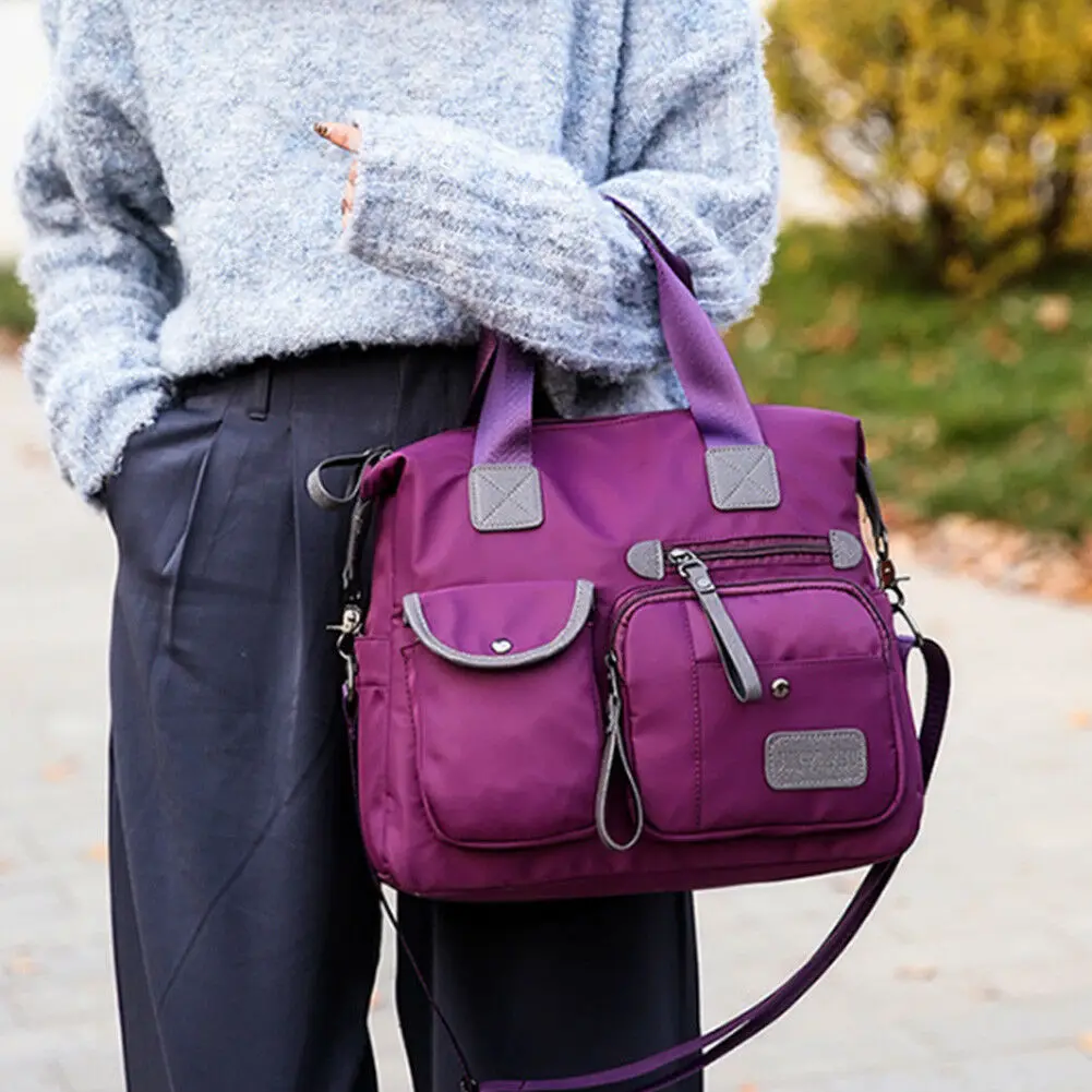 Женская сумка-мессенджер с несколькими карманами из водонепроницаемого материала, сумка через плечо из нейлона, Большая вместительная сумка-тоут, сумки для кемпинга