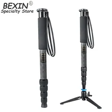 

BEXIN P285C professional carbon fiber portable travel monopod stand can stand with the mini tripod base of the DSLR camera