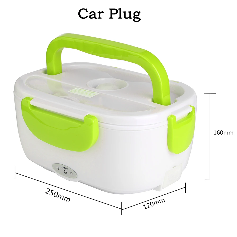 Car Plug Green Многофункциональная посуда 1.05L, портативная электрическая нагревательная коробка для ланча, подогреватель пищи, контейнер для риса, подогреватель пищи для дома, автомобиля, офиса - Цвет: Car Plug Green