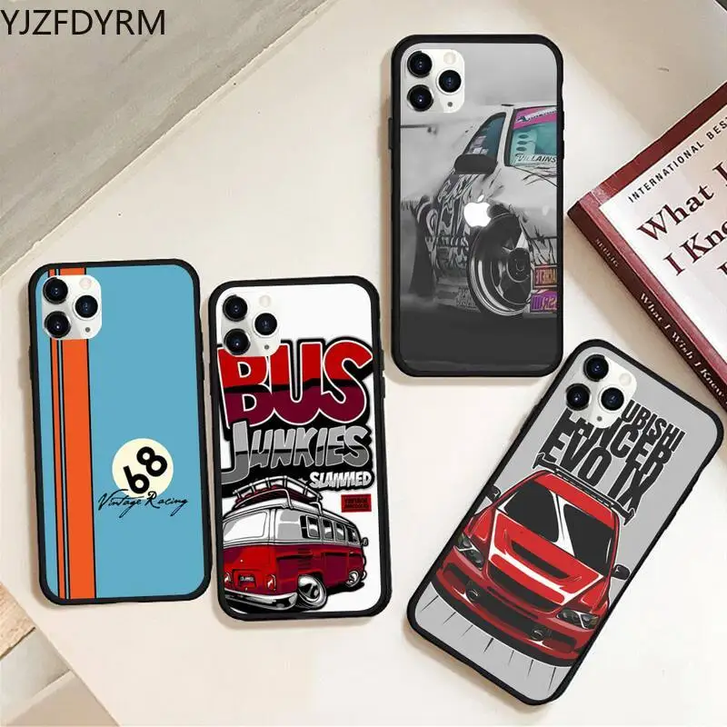 

YJZFDYRM Hot Drift Cars Auto JDM Phone Case Rubber for iPhone 11 pro XS MAX 8 7 6 6S Plus X 5S SE 2020 XR case