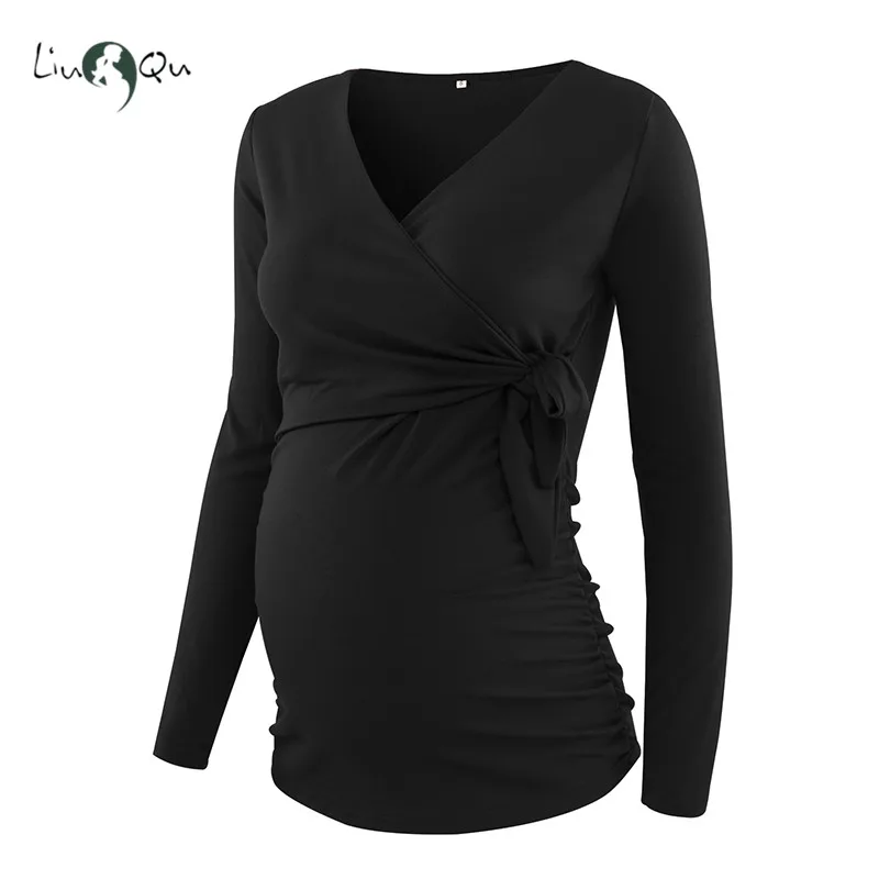 Womens Clothing Maternity Clothes Pregnancy Breastfeed Blouses Long Sleeves Pleats Breastfeeding Flattering Pregnant T | Мать и ребенок