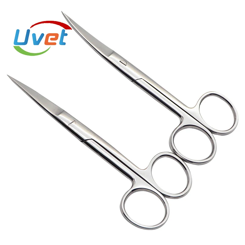 

Uvet 10pcs Stainless steel surgical scissors straight tip elbow tip ophthalmic double eyelid scissors 14cm 26cn 18cm 20cm