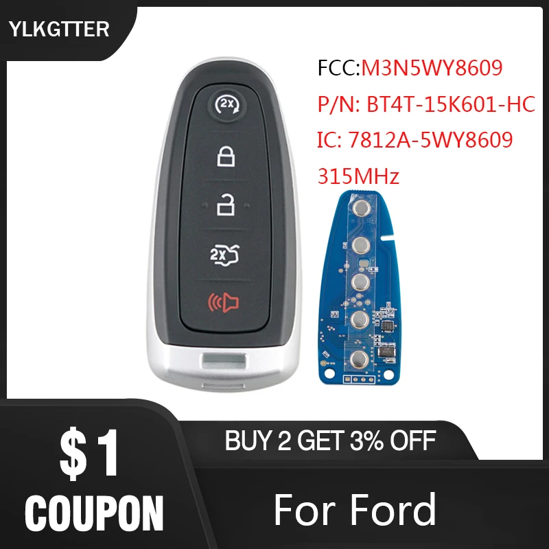 YLKGTTER умный дистанционный ключ без ключа брелок для Ford Edge Escape Explore экспедиция Flex