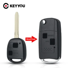 Keyyou modificado flip caso escudo chave do carro para toyota camry rav4 corolla prado yaris substituição 2/3 botões sem corte toy43 lâmina