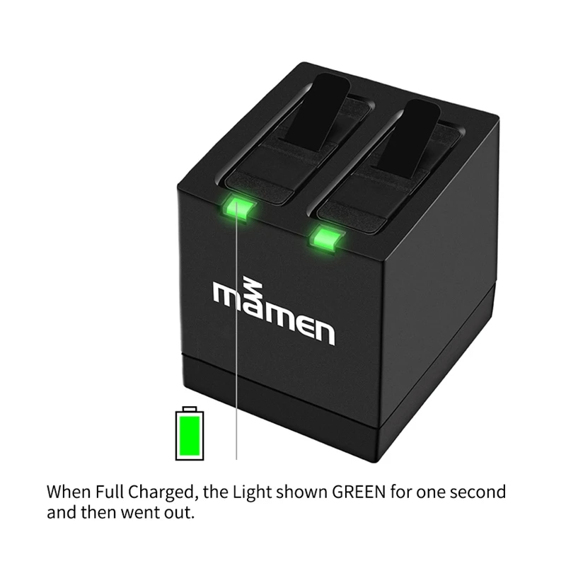 Батарея для спортивной камеры Mamen Gopro AHDBT 501 1650 мАч+ двойное зарядное устройство type-C для GoPro Hero 5 6 7 черный аккумулятор для спортивной экшн-камеры